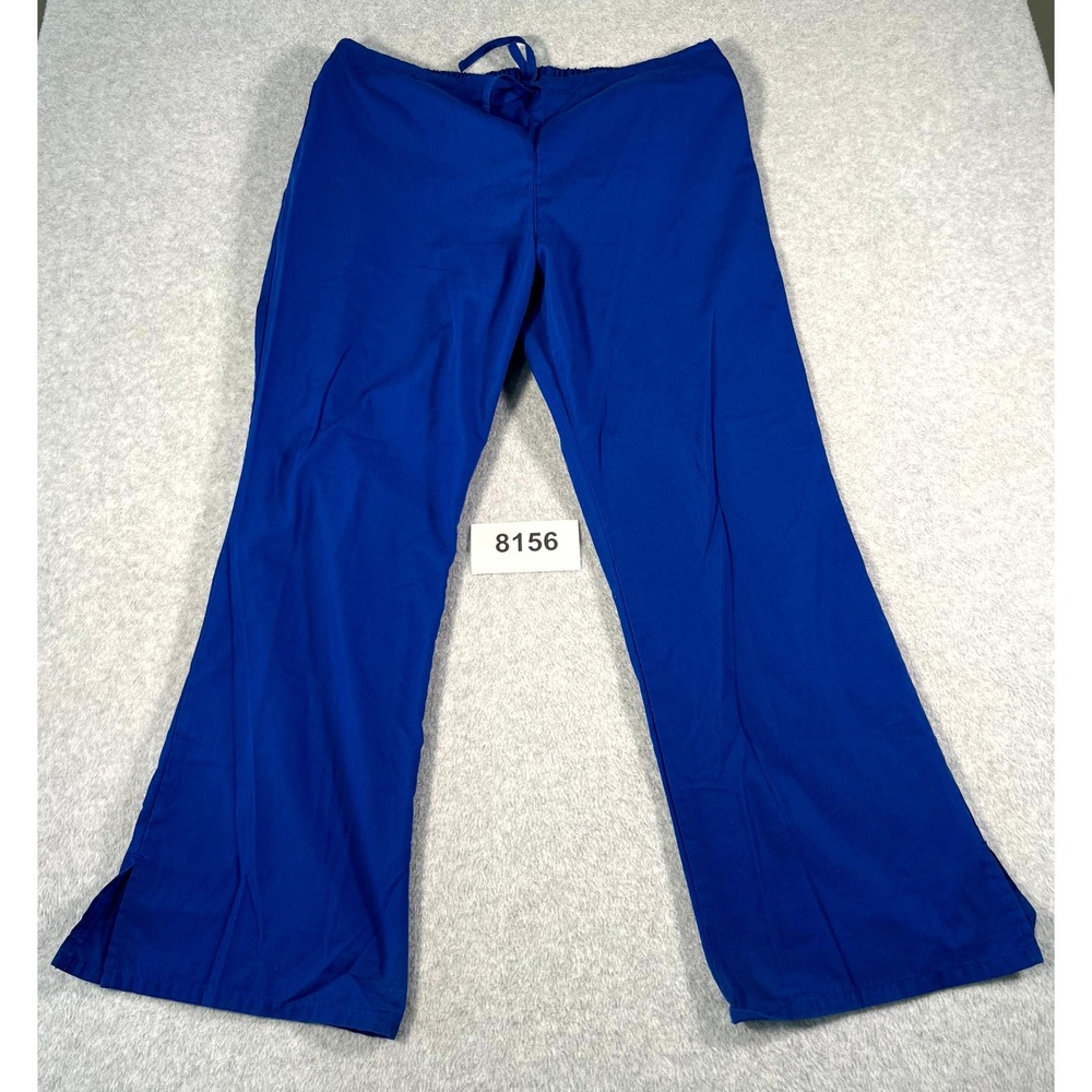 Cherokee Workwear Scrub Pants Women Large Blue Cotton Drawstring Nursing Medical
